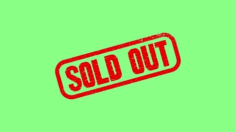 Sold out red rubber stamp animation on green screen background, for retail .. Stock Footage 345675948