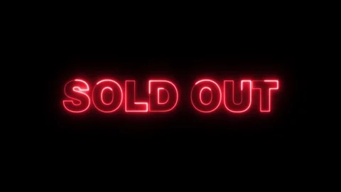 Sold out text glowing red in darkness dynamic motion graphic. Stock Footage 346168151