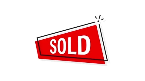Sold red label on white background. Motion graphics. Stock-Footage 152835862