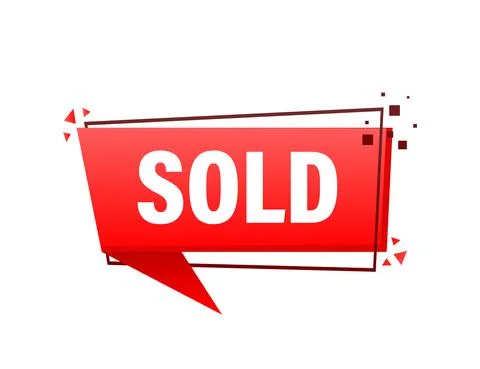 Sold red label on white background. Vector illustration. Illustrazione stock