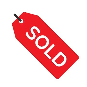 Sold tag vector icon isolated on white background Stock Illustration