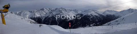 Sölden Slopes Panorama Stock Photos