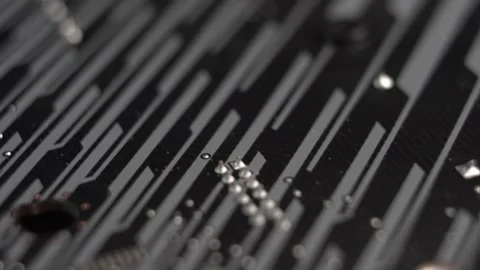 Solder on Computer Motherboard, Macro Close Up Stock Footage 330875845