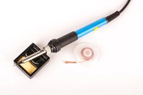 Solder iron for electronics assembly isolated on the white background Stock-Fotos