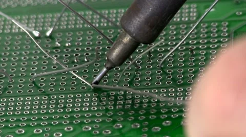 Soldering circuit with through hole component; 2 Stock Footage 10588864