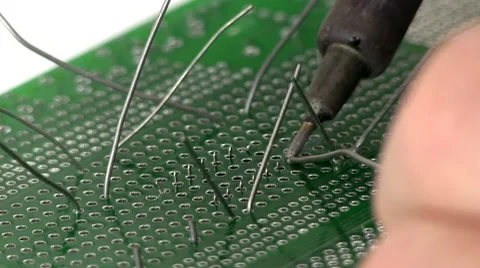 Soldering circuit with through hole IC Stock Footage 10588842