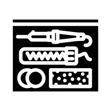 Soldering components electronics glyph icon vector illustration Stock Illustration