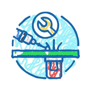 Soldering components electronics icon doodle illustration Stock Illustration