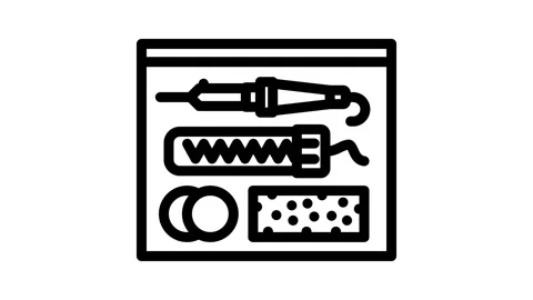Soldering components electronics line icon animation Stock Footage 326760812