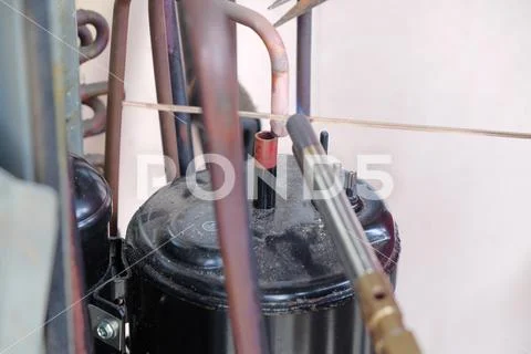 Soldering copper pipe Stock Photos