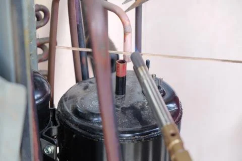 Soldering copper pipe Stock Photos