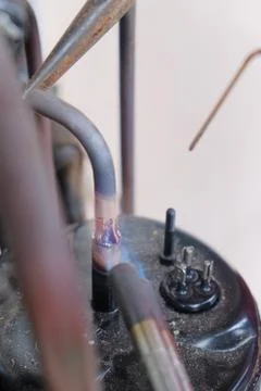 Soldering copper pipe Stock Photos