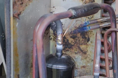 Soldering copper pipe Stock Photos