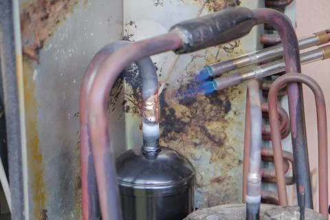 Soldering copper pipe Stock Photos