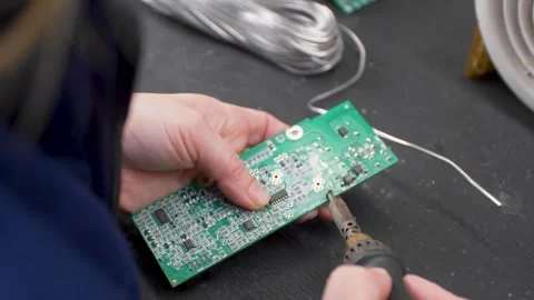 Soldering of electronic components Stock Footage 314907996