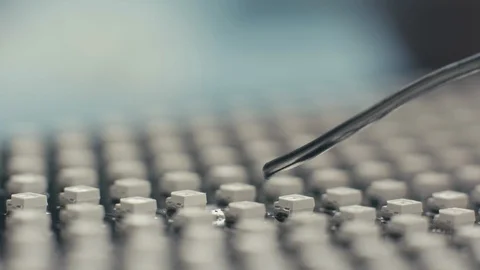 Soldering elements on the board. Close-up Video stock 105378516