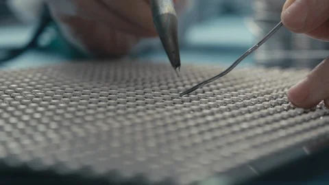 Soldering elements on the board Video stock 105378341