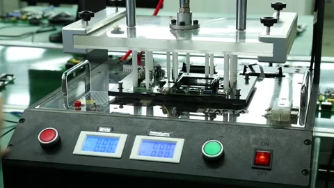 Soldering elements of an electronic board for TV using a machine Stock Footage 162916006