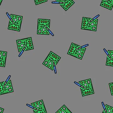 Soldering iron circuit vector seamless pattern Stock Illustration