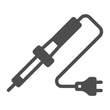 Soldering iron with plug solid icon, electronics concept, soldering iron tool 库存插图