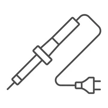 Soldering iron with plug thin line icon, electronics concept, soldering iron 스톡 일러스트