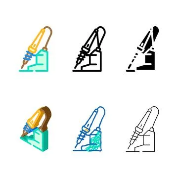 Soldering iron tool work color icon vector variety Stock Illustration