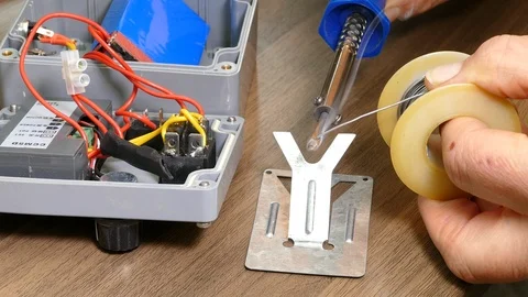 Soldering iron in use. Video stock 96107406