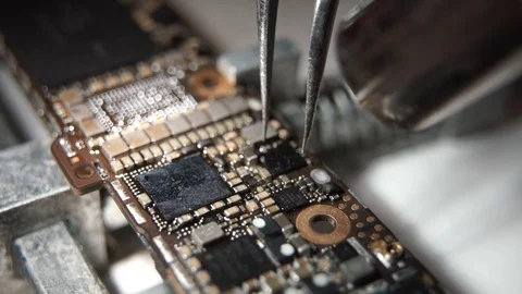 Soldering microchip on a chip Stock Footage 71924288