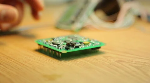 Soldering pads on the device close-up Stock Footage 42763440