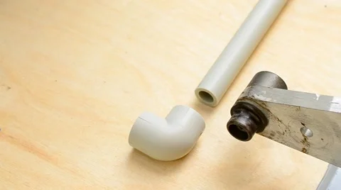 Soldering of plastic pipes Stock Footage 64946930