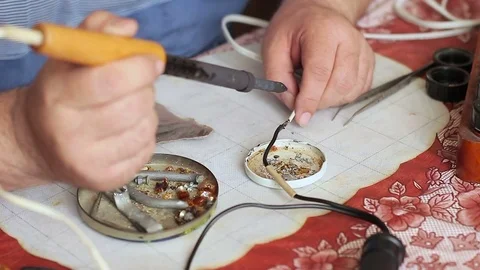 Soldering process. Wire connection. Stock Footage 73999357