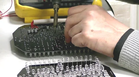  	Soldering of radioelements on the PCB Stock Footage 58850589