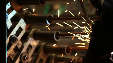 Soldering steel rods Stock Footage 34337936