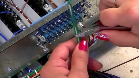 Soldering wires to the connector Stock Footage 76194361