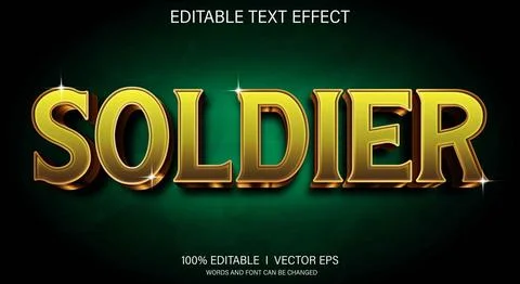 Soldier 3d vector text effect with modern style design Stock Illustration