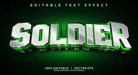 Soldier 3d vector text effect with modern style design Stock Illustration