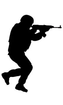Soldier in action on white background Stock Illustration