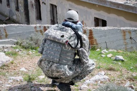 Soldier aim target Stock Photos