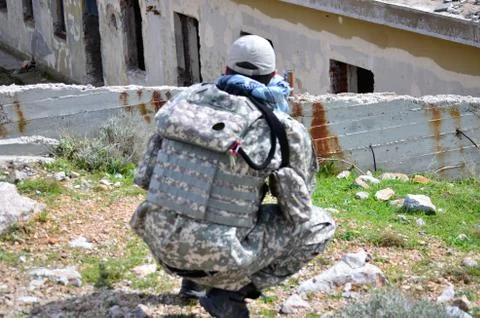 Soldier aim target Stock Photos