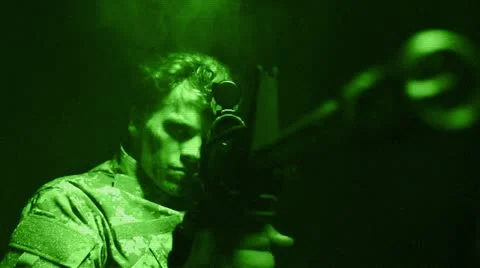 Soldier aiming Stock Footage 20474909