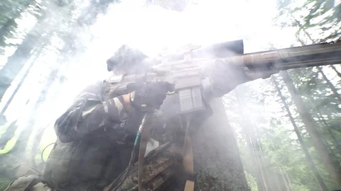 Soldier Aiming with Rifle Stockbeeldmateriaal 95273684