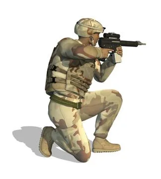 Soldier Aiming Rifle Stock Illustration