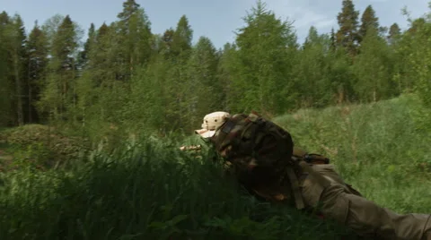 Soldier aiming &amp; shooting Stock Footage 49172086