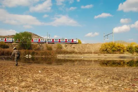 Soldier and train Foto stock