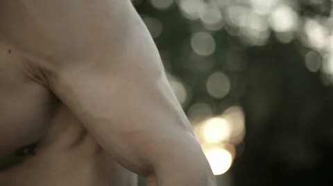 Soldier athlete pulls on the bar. Closeup Stock Footage 40539135