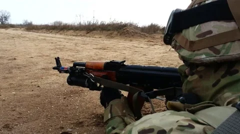 The soldier on the battle position Stock Footage 49938500