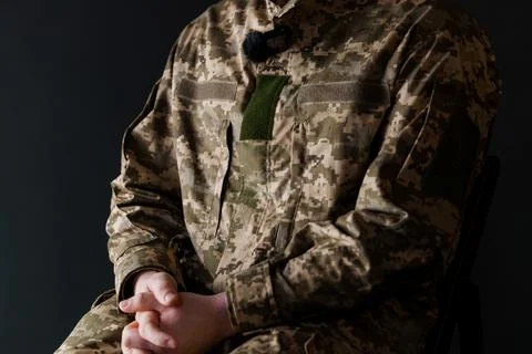 Soldier with Bionic Leg Prosthesis in Camouflage Uniform Stock Photos