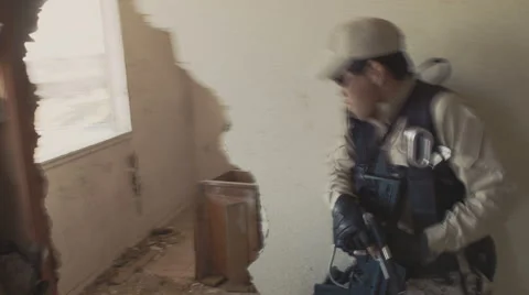 Soldier Clearing Abandoned Building Stock-Footage 47922500