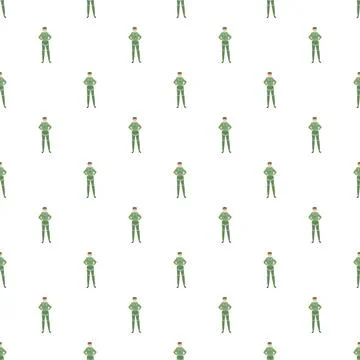Soldier comic character standing uniform seamless pattern 库存插图