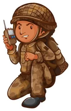 A soldier with a communication tool 스톡 일러스트